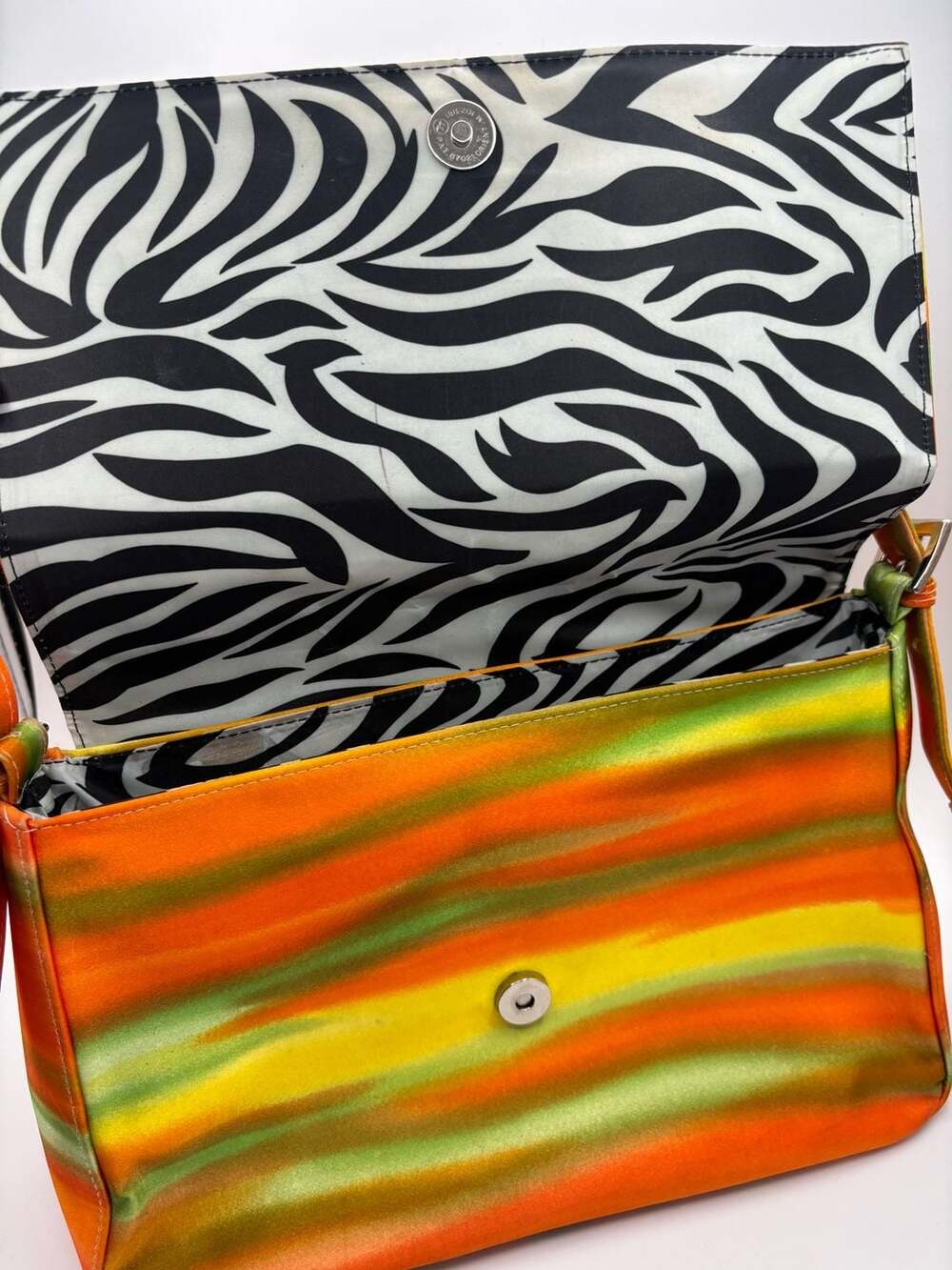 Kate Spade New York Vintage Multicolor Striped Fabric Shoulder Bag Y2K Sunset - Picture 5 of 7